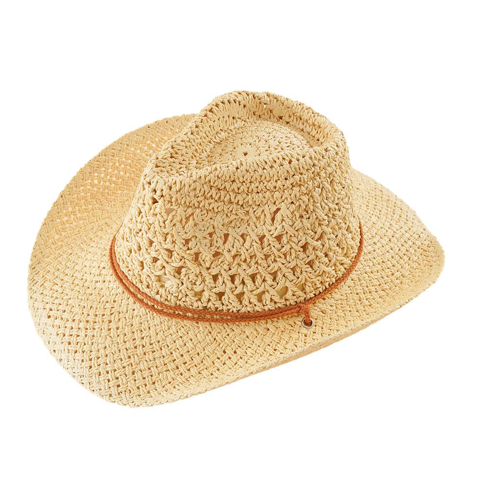 Wide Brim Western Sun Hat Breathable And Waterproof For Outdoor Adventures PP Outdoor Straw Hats Cowboy Hat Beach Cap