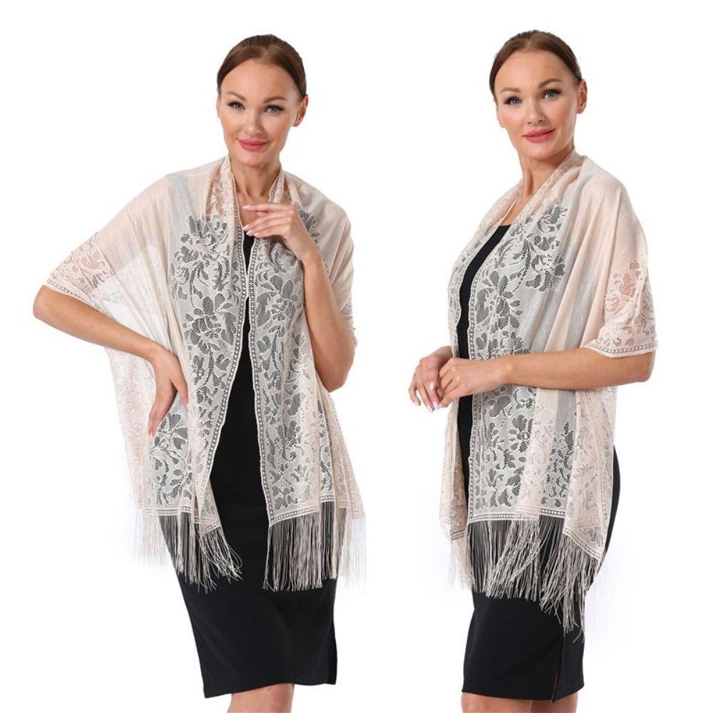 Solid Color Lace Shawl Hollow Tulle Shawl Wedding Accessories Fashion Scarf Cosplay