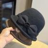 New Autumn and Winter Women's Elegant and Versatile Bow Fisherman Hat for Outdoor Travel Warm Basin Hat Fashionable and Stylish