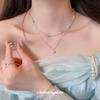 Luxury Double-Layer Pearl Zirconia Square Geometric Necklace - Versatile Clavicle Chain for Chic Commuting