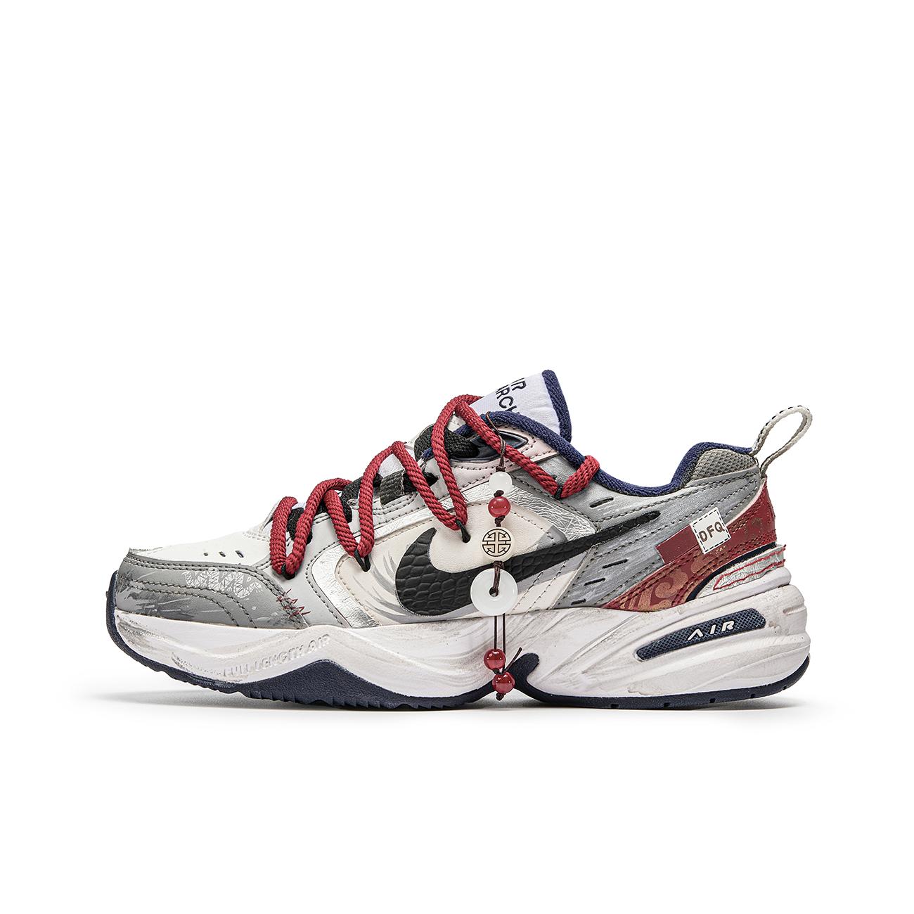 

Nike Air Monarch 4 Chunky Sneakers Unisex Low top Gray/Red 415445-102(TeamM-) 46