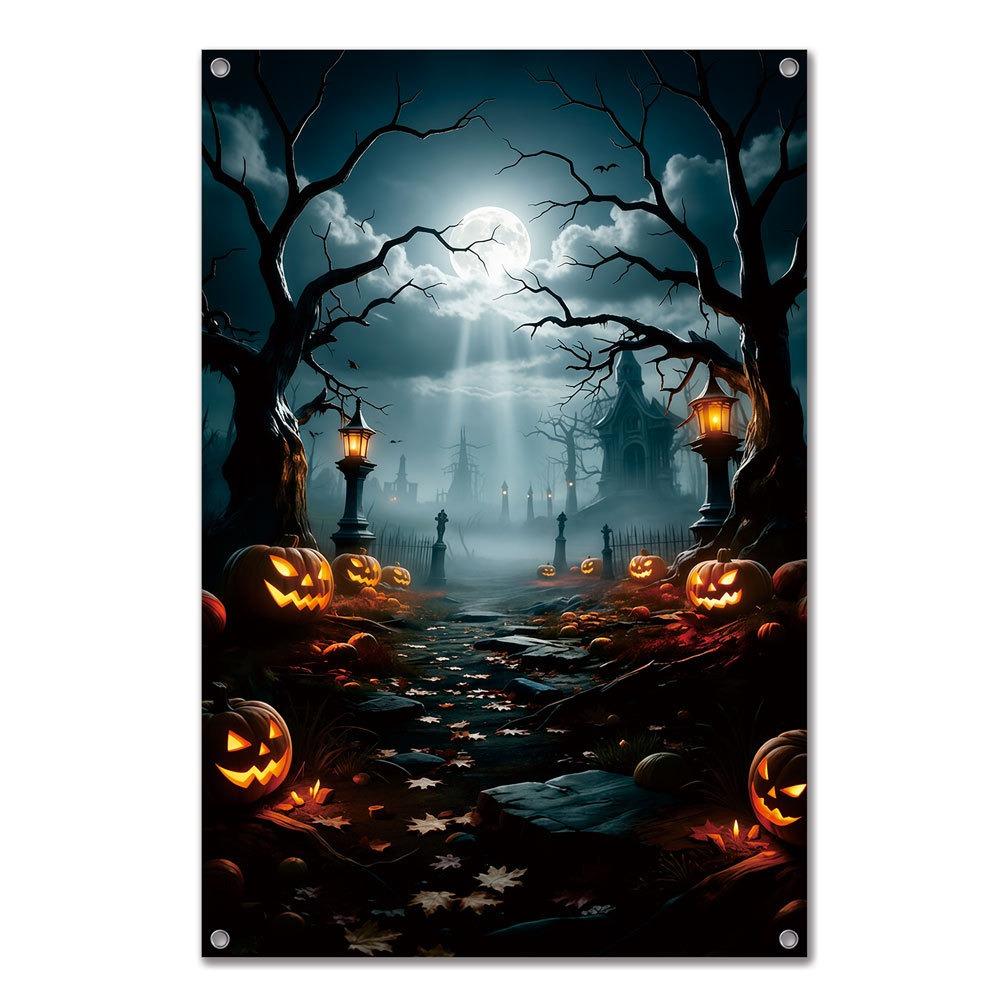 Multicolor Fake Window Banner Large Size Halloween Party Backdrop Party Ornament