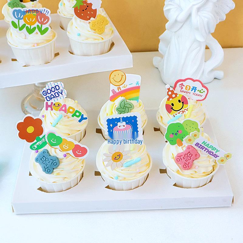 Sushi Cartoon Cupcake Toppers & Ice Cream Flag Picks for Happy Birthday Desserts