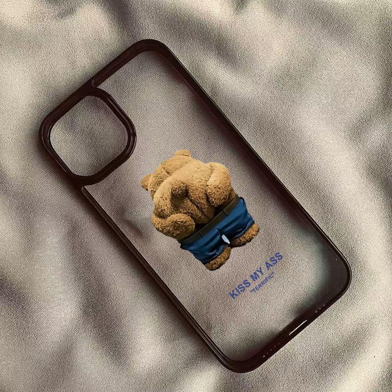Teddy Bear Couple Cartoon Clear Case For Samsung Galaxy S24 S23 S22 Ultra S24 FE S25 A06 A16 A54 A35 A15 A55 A52 A34 5G Cover