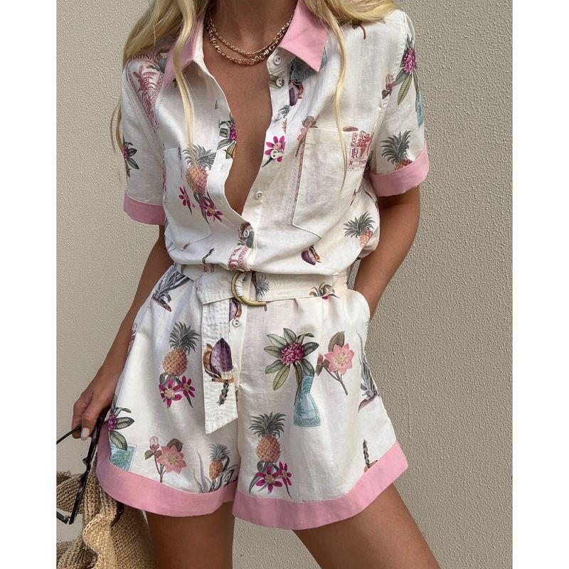 

Fashion Elegant Elegance Shoelace Cardigan Shirt Jumpsuit Flower color 2XL