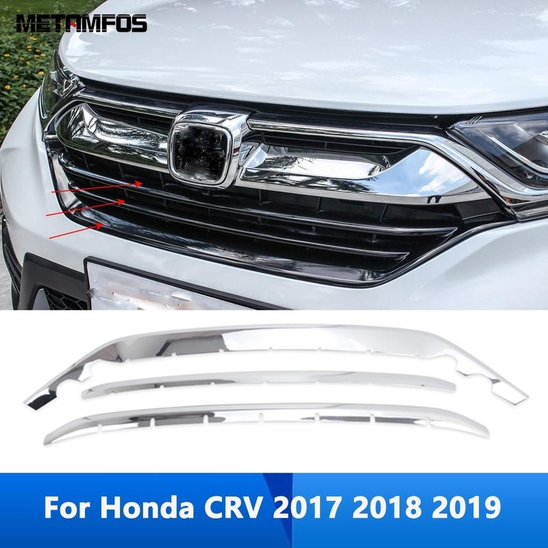 For Honda CR-V CRV 2017 2018  Carbon Fiber Front Bumper Center Grille Raing Grill Strip Molding Trim Accessories Car Styling