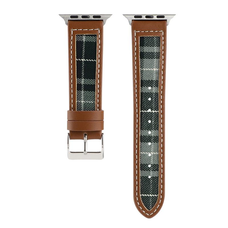 Leather Canvas Plaid Strap for Apple Watch Band Ultra 49mm 44mm 41mm 45mm40mm  Accessories Iwatch Series 9 8 6 7 SE Women's