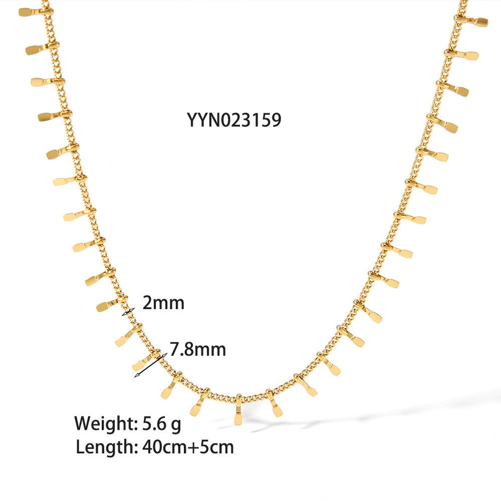 High-End European & American Tassel Choker: 18K Gold Stainless Steel Necklace & Clavicle Chain Bracelet for Women.