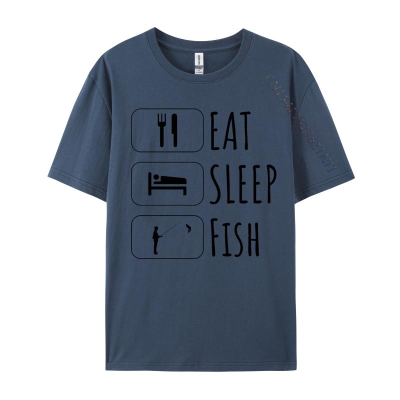 Eat Sleep Fish Repeat Tshirt Hip Hop Fashionable Tops Shirts Adult TShirt Red And Black Graphic T Shirt