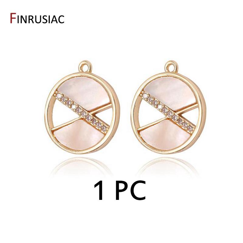 

2020 New Design Fashion Round Charms Inlaid Zircon Rhinestone and Pink Shell Designer Charms For Jewelry Making DIY Craft