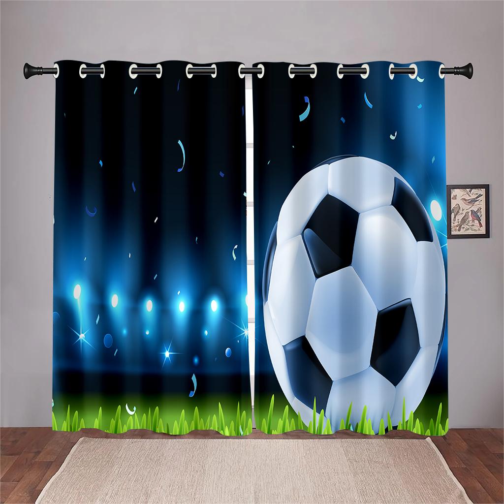 

Футбольное поле Блестящие огни Шторы Футбол Любители Домашний декор Шторы 2 панели Гостиная Спальня Кабинет Детская комната Декор 50W130H(CM)X2PCS&HooK