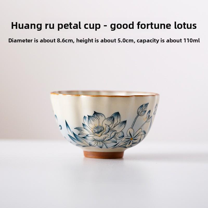 Chinesische Keramik Teetasse Handgefertigte Lotus Teetasse Haushalt Persönliche Teeschale Schönheit Meditationsbecher Teegeschirr Zubehör