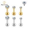 Rechts Grand ASTM F136 Titan 2,5/3/4mm CZ Labret Stecker 16G Tragus Helix Knorpel Conch Flatback Ohrläppchen Piercing Körperschmuck