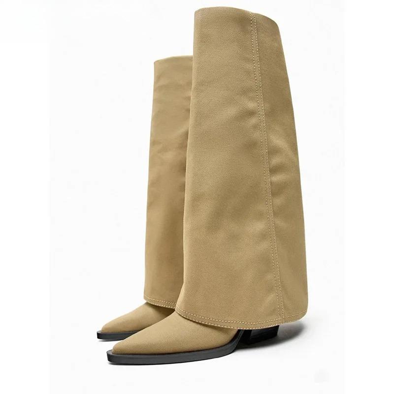 Fashion Autumn Winter Pointed Toe Women High Boots Street Style Banquet Party Dress Woman Pipe Long Boots Goth Botas Mujer