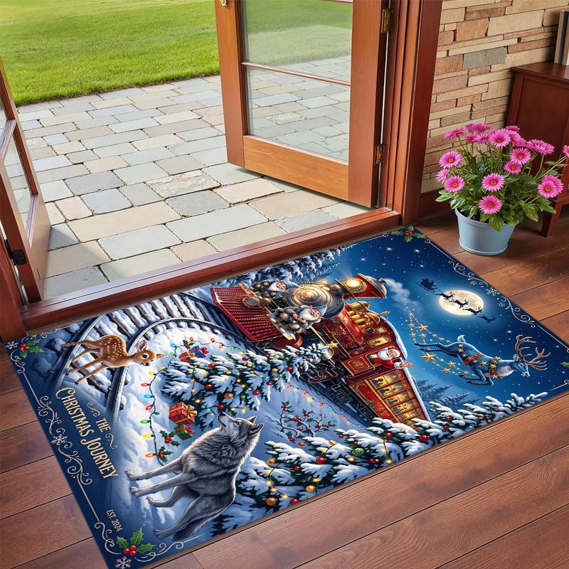 Christmas Printed Square Area Rug Soft Non Slip Floor Carpet For Bedroom Holiday Gift
