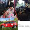 Art Flowers Pattern Car Floor Mats Front Rear Premium Carpets Mat, Set of 4 Floral Auto Foot Mats Universal Fit Vehicles,Women