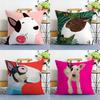 Cartoon Bull Terrier Series Pillow Case Plush Fabric Soft Double Sided Print Home Sofa High Quality Cushion Cover Throw