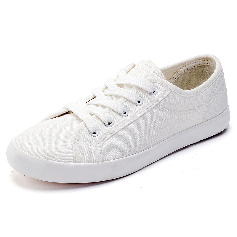 Yuanbu C030 Low-Top Breathable White Canvas Sneakers - Unisex Casual Lace-Up Shoes