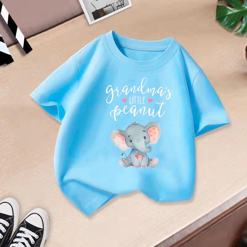 Dětské tričko s potiskem roztomilých zvířátek Dětské 100% bavlněné topy 2-13 let Volný střih Ležérní O-výstřih Krátký rukáv