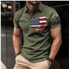 3D Printed American Flag Polo Shirt Colored Geometric T-Shirt Summer Street Summer Loose