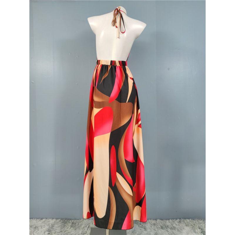 Export Single Sexy Vacation Elegant Open Back Exquisite Print Sling Stylish Beach Fairy Elegant Graceful Dress