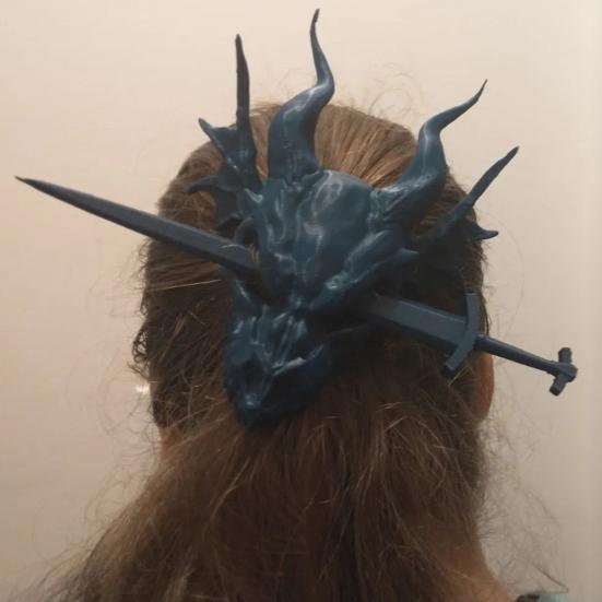 Ručně vyráběná sponka do vlasů s lebkou draka, plastová s hladkým povrchem, retro vlasový doplněk na svatby, narozeniny, večírky, Halloween