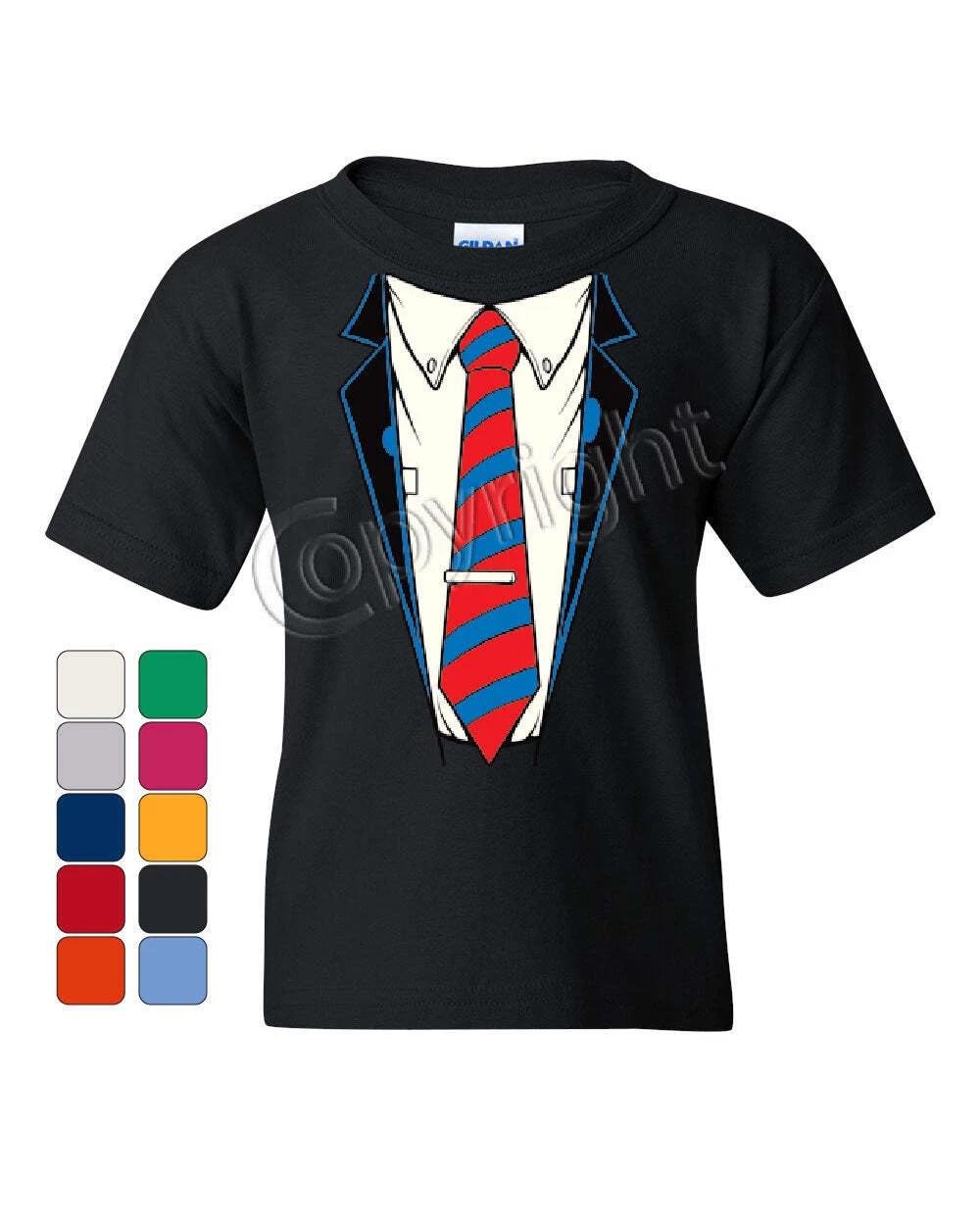Shirt and Tie Youth kids boys T-Shirt Office Suit Casual Funny Tee 140