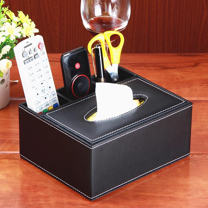 Hotel PU Leather Tissue Box & Remote Holder - European Style Multifunctional Organizer