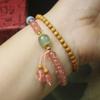 Sandalwood Bead Bracelet 4mm Double Layer, Natural Stone Beaded Wristband, Ethnic Jewelry Gift