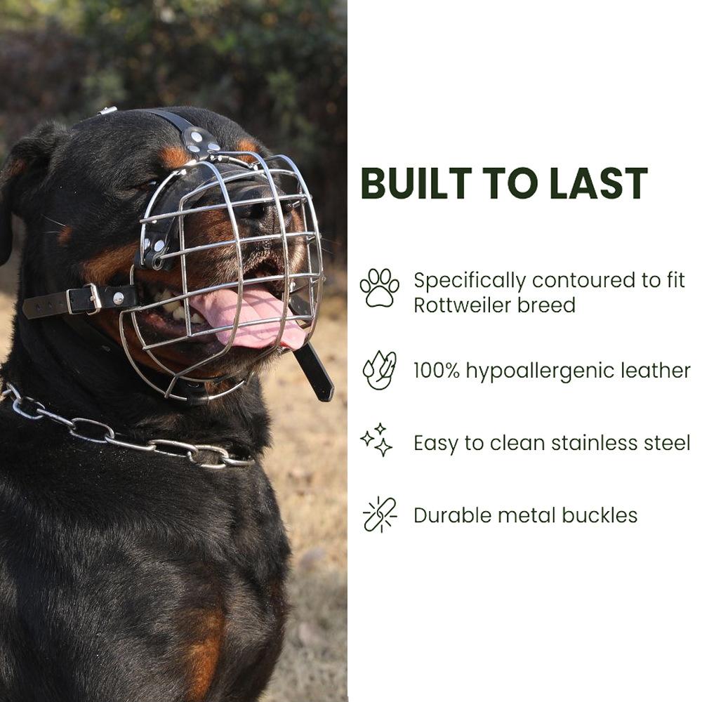 Anti-Biss Pitbull Rottweiler Hundemaske Metallmaske Amstaff Sicherer Drahtkorb Verstellbare Langlebige Lederriemen für Große Hunde