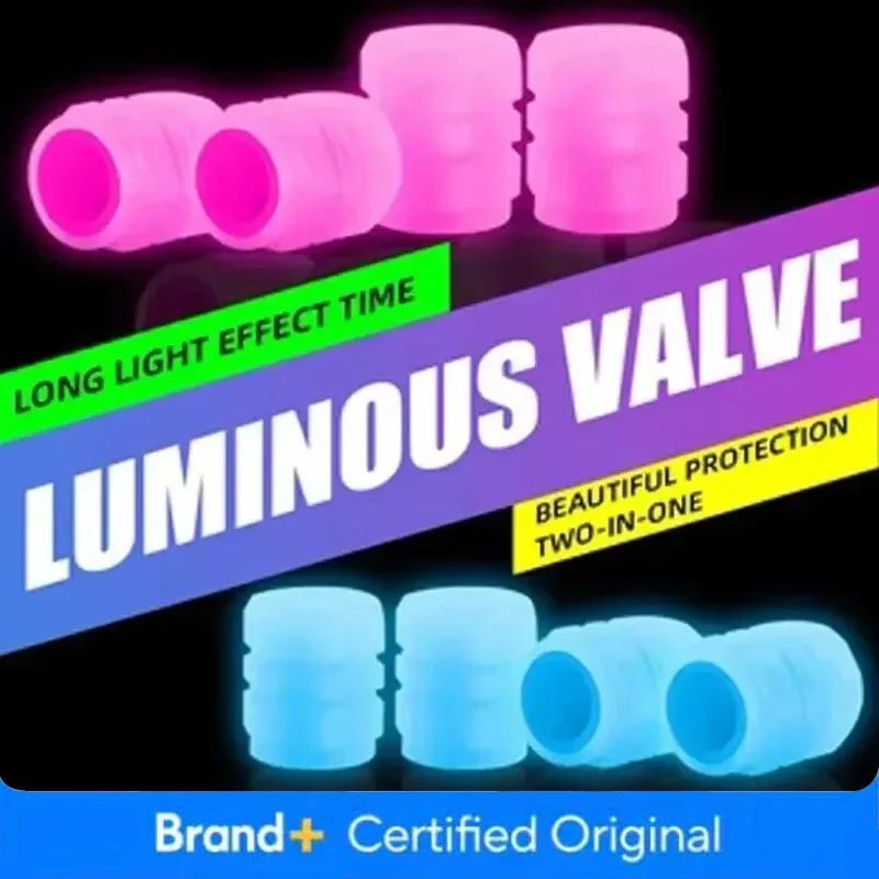 Luminous Valve Caps Fluorescent Night Glowing Decor Car Motorcycle Bicycle Wheel Hub Valve Stem Cap Styling Car Accessories