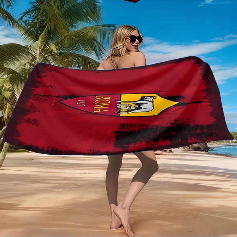 Roma Football Club Crest Beach Towel Microfiber Beach Towel, Lightweight and Quick-Dry, for Summer Travel, Swimming Pool Fan Birthday Gift
