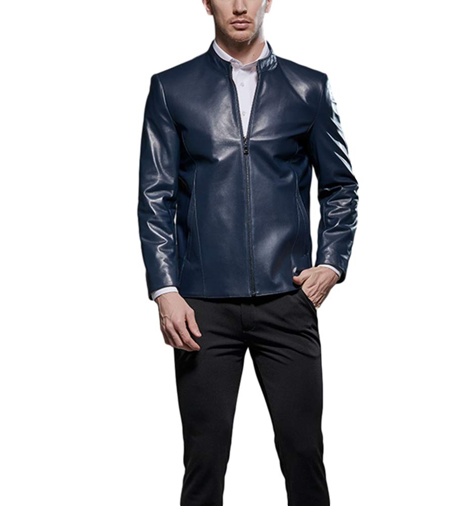 

JINLUN Куртка мужская из натуральной кожи байкерского стиля, черная, кожа, куртка, пальто, размеры, осень/зима, синий