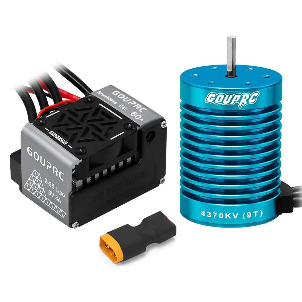4370KV Mini Brushless Motor with 60A ESC Electric Speed Controller Combo Set  3.175mm Shaft RC Motor for 1/10 RC Car Truck