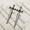 Vintage Dark Gothic Kinitial Sword Earrings For Women Men Blade Piercing Earring Ear Jacket Punk Goth Halloween Jewelry Gift