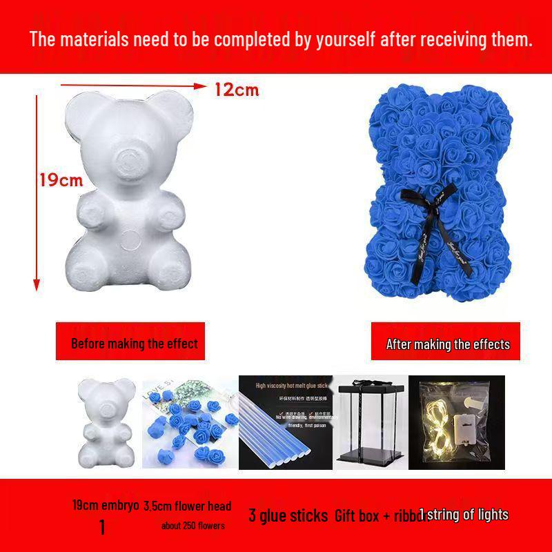 Handmade Everlasting Rose Bear DIY Kit for Valentine's & Qixi Festival