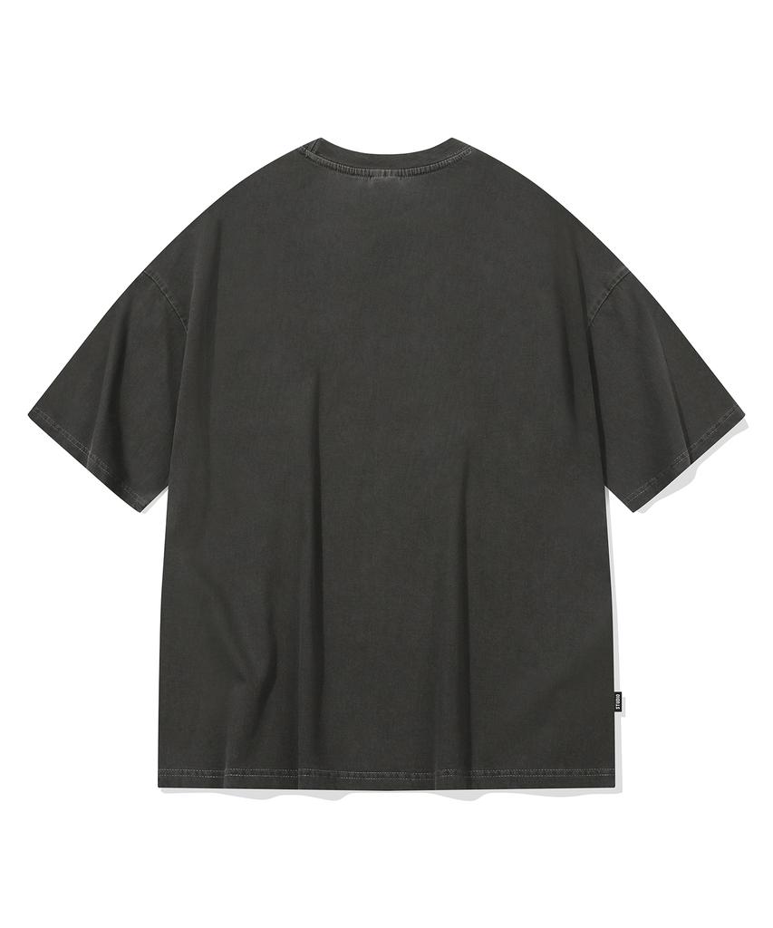 CPGN STUDIO Hello Flower Pigment Short Sleeve T-Shirt Smoke Black