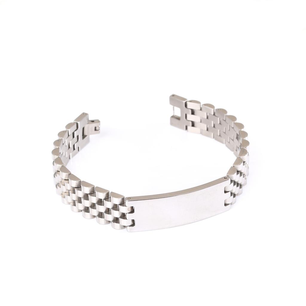 15mm Wide Curved Bar Watch Band Bracelet for Men Stainless Steel Adjustable Titanium Steel Korean Fashion Jewelry