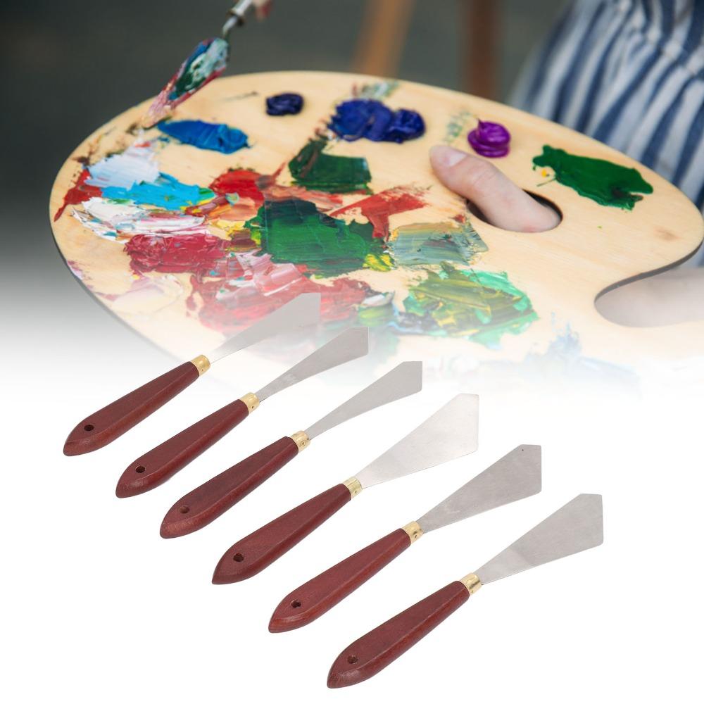 6PCS Smooth Polished Surface Oil Painting Spatula Set Color Mixing Knives  Art Studio Drawing