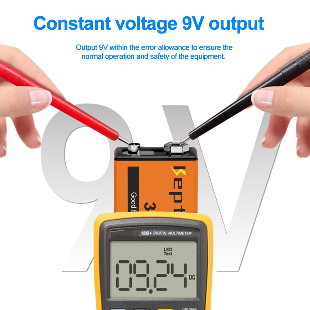 KEPTU 9V 300mAh Long-lasting Rechargeable Batteries for Wireless Microphones, Guitars, and Smoke Alarms