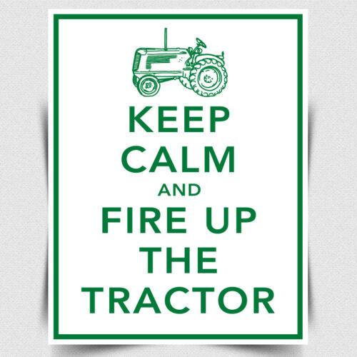 METAL SIGN WALL PLAQUE KEEP CALM AND FIRE UP THE TRACTOR Metal card print giftAluminum 20x30cm(7.8x11.8inch)