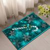 1pc Christmas Snowflake Area Rug - Soft Crystal Velvet, Teal Background with Candy Canes & Festive Snowflakes, Durable Polyester