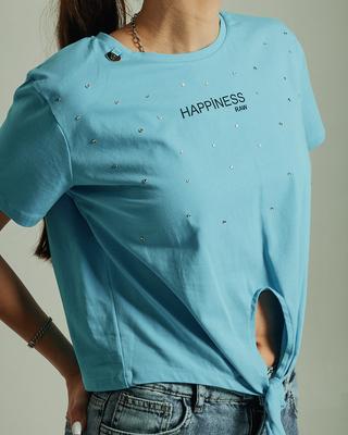 Summer T-shirt with Rhinestones Raw 36563 S Blue