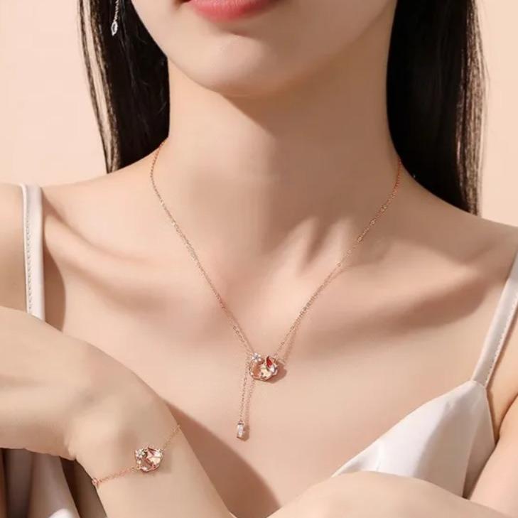Cute Nine-Tailed Fox Fringed Pendant, Little Fox Necklace, High-Value Light Luxury Collarbone Chain, Versatile Temperament Neck Chain