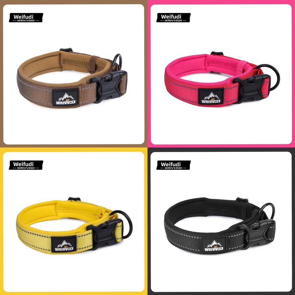 Reflective Nylon Pet Collar For Medium Dogs With Durable Buckle And Safety Features