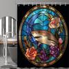 Fox Shower Curtain For Bathroom, Leaves Glass Art Shower Set, Cute Animals Abstract Fabric Modern Waterproof Bathroom Decor