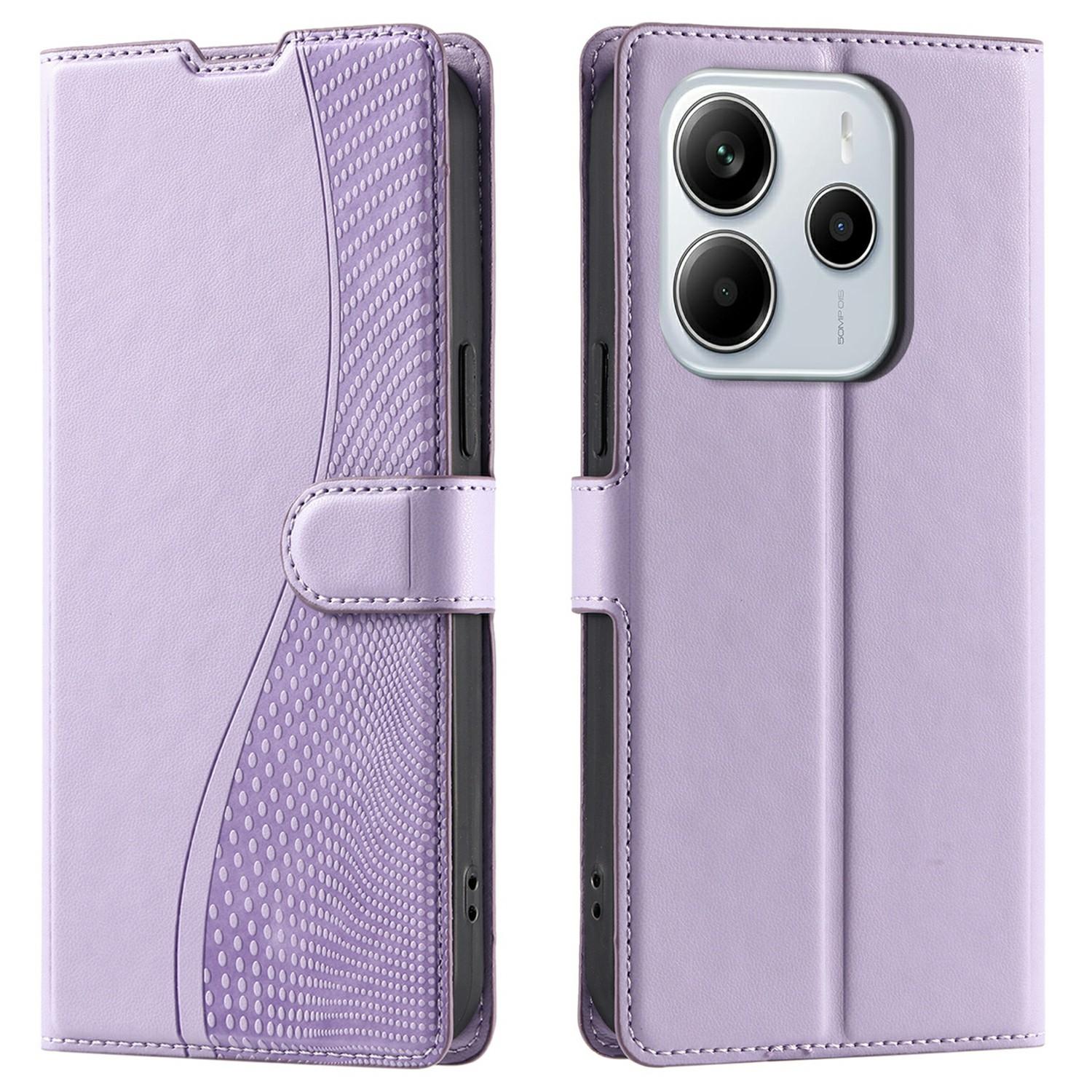 

Для Xiaomi Redmi Note 14 4G (163,25 мм) Чехол Точки Тисненая ПУ Кожа Флип Чехол для Телефона со Слотом для Карт,Ремешок Purple