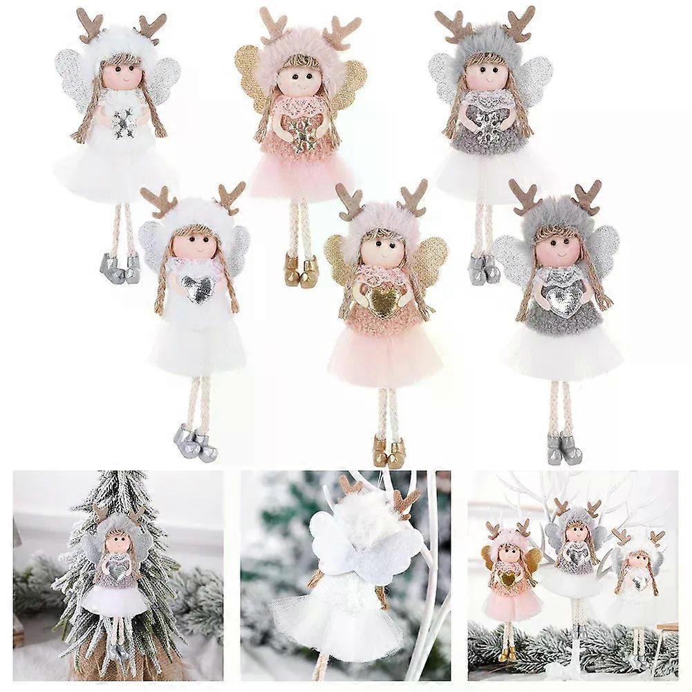 1pc 20*9CM Christmas Plush Angel Doll Pendant Cartoon Cute Gauze Skirt Girl Doll Xmas Tree Hanging Pendants Merry Christma Decor