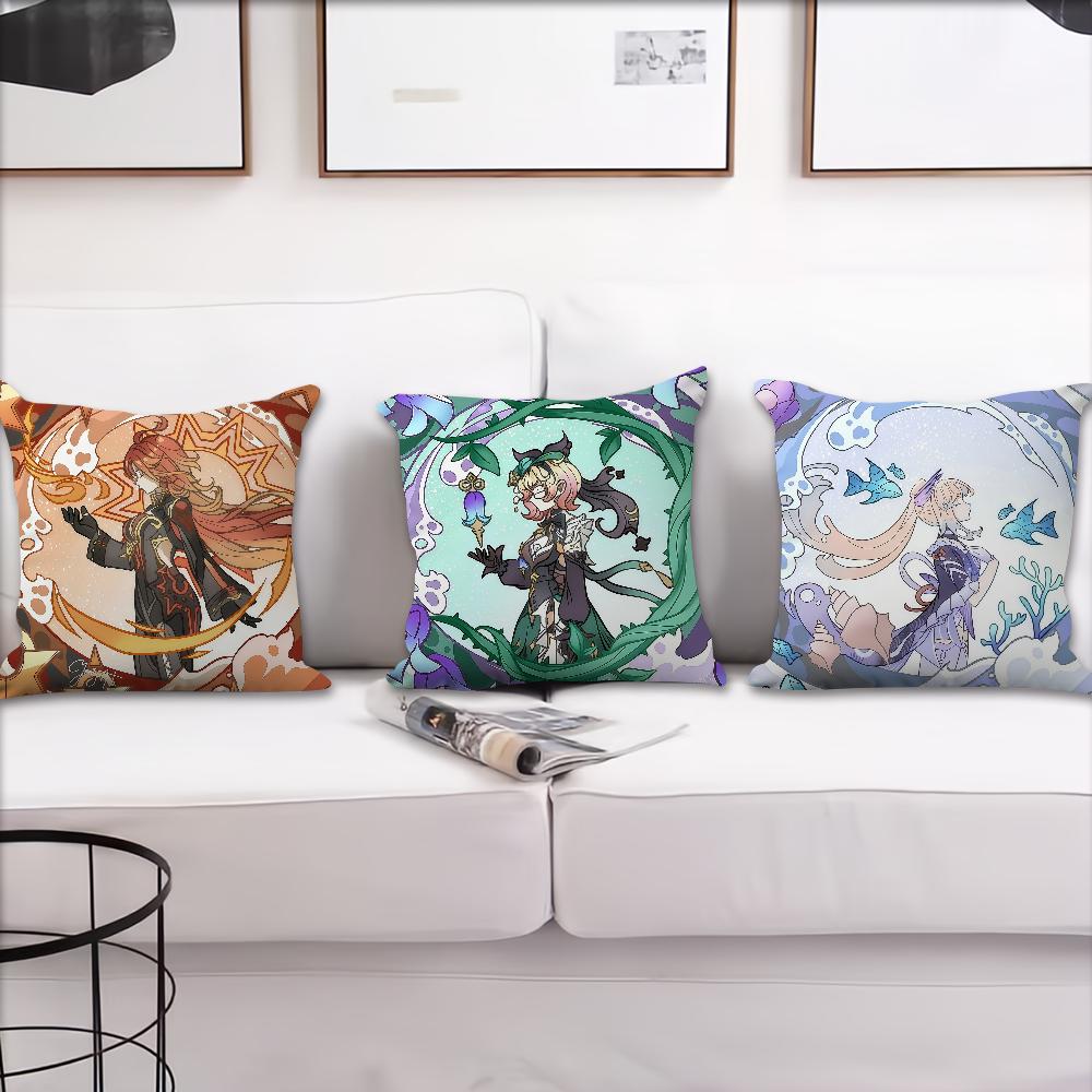 Game Genshin Impact cute e cushion cover Pillow Cover Decoration Room Home Sofa living Office Car Nordic Simplicity
