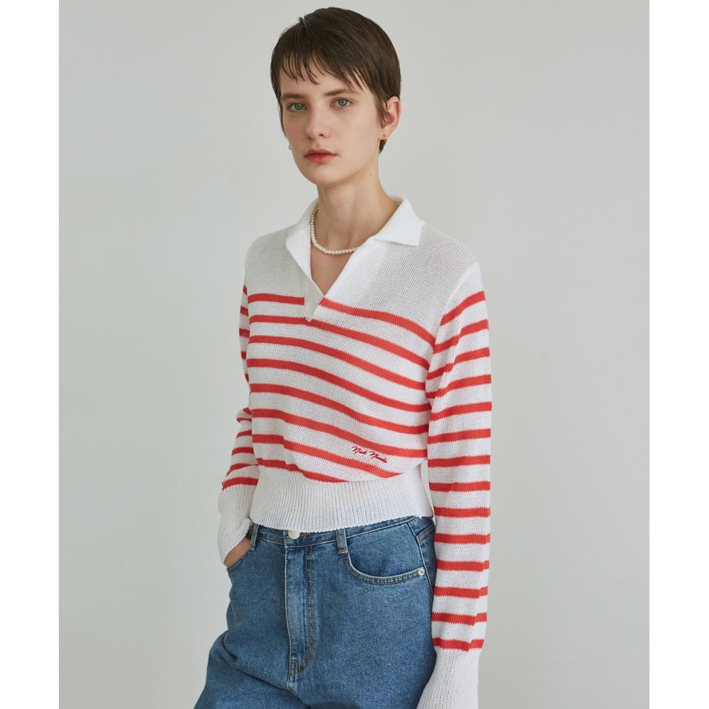 

NICKNICOLE NICOLE OPEN NECK COLLAR KNITRED